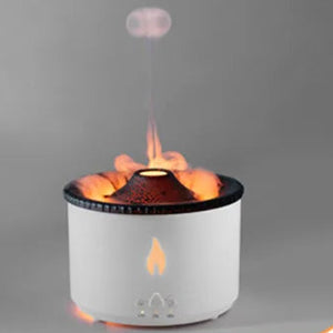 Small fire pit with flames on a gray background