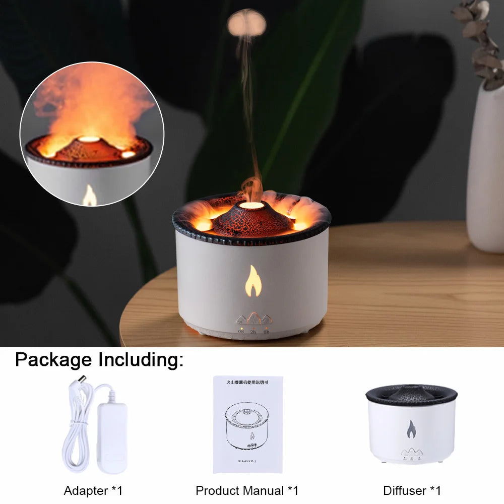 360ml and 560ml Sanctaglow volcanic flame humidifier sizes shown side by side
