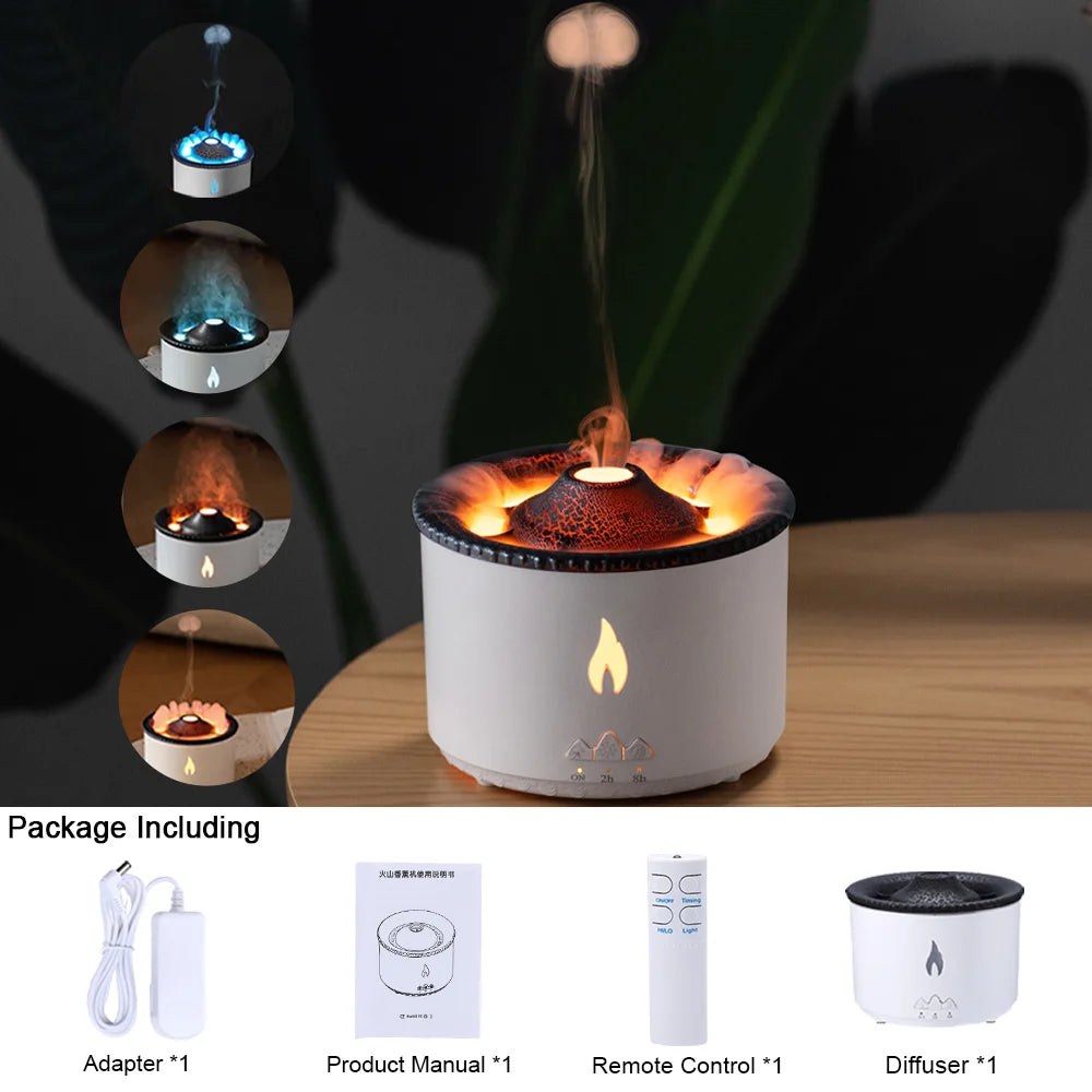 360ml and 560ml Sanctaglow volcanic flame humidifier sizes shown side by side
