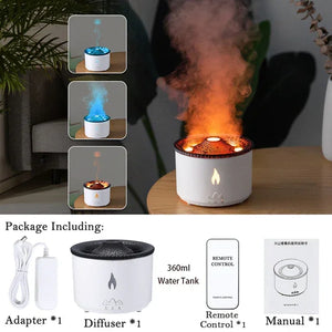 360ml and 560ml Sanctaglow volcanic flame humidifier sizes shown side by side
